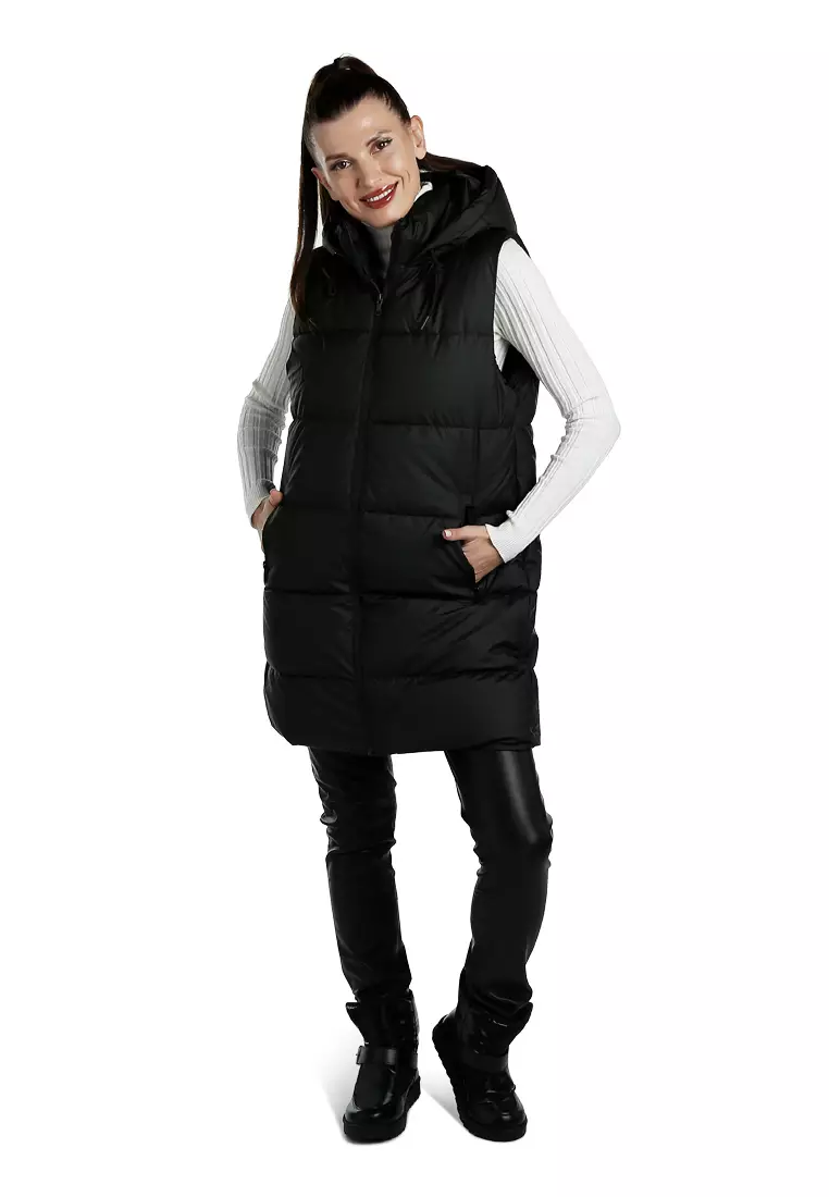Hooded Sleeveless Vest Jumper in Black