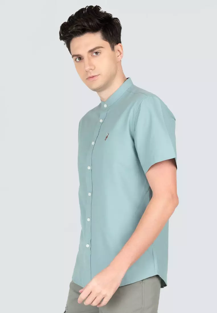 Polo Haus - Men’s Cotton Mix Signature Fit Mandarin Collar Short Sleeve MBSSE003