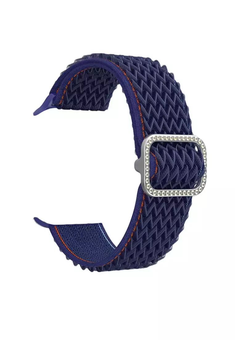 Navy Blue Wave Pattern Nylon Woven Rhinestone Buckle Apple Watch Band 42MM / 44MM / 45MM (PHKCWATCH1168)