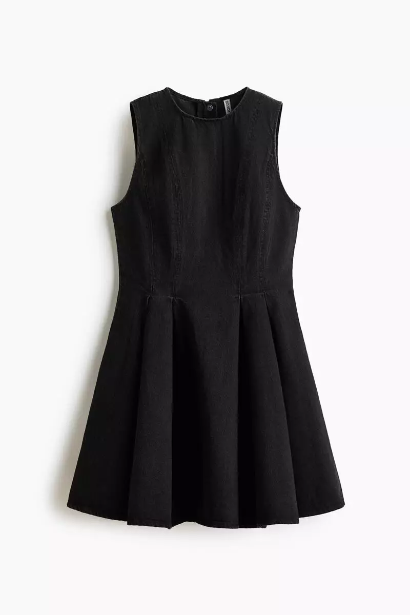 Flared-skirt denim dress