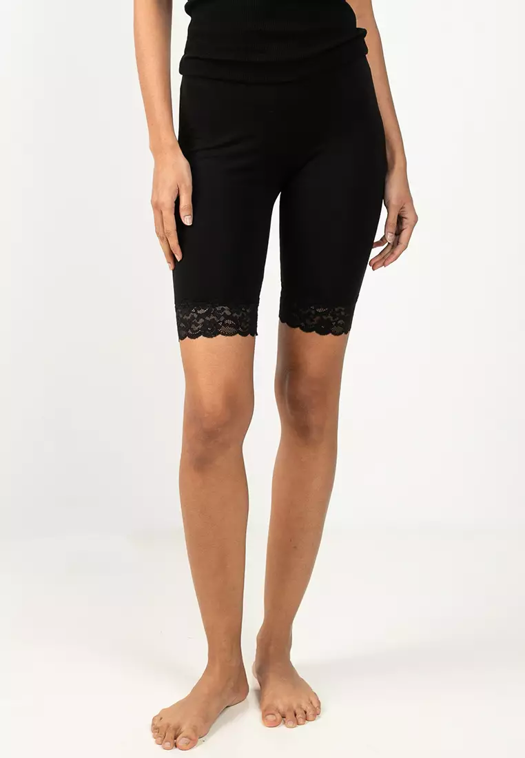 Buy JACQUELINE DE YONG Lace Jersey Shorts Online | ZALORA Malaysia