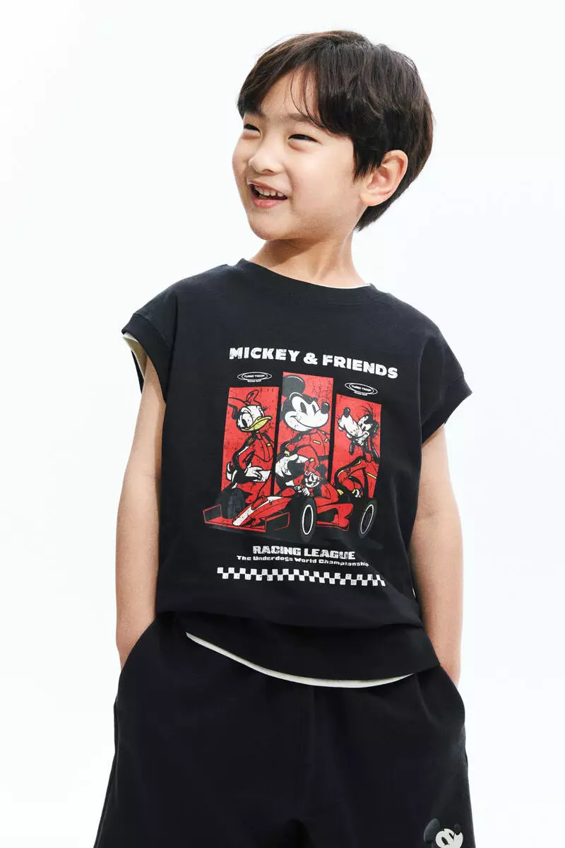 Printed cotton vest top