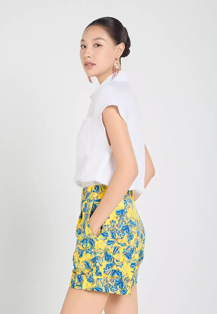 Floral Printed Khaki Shorts