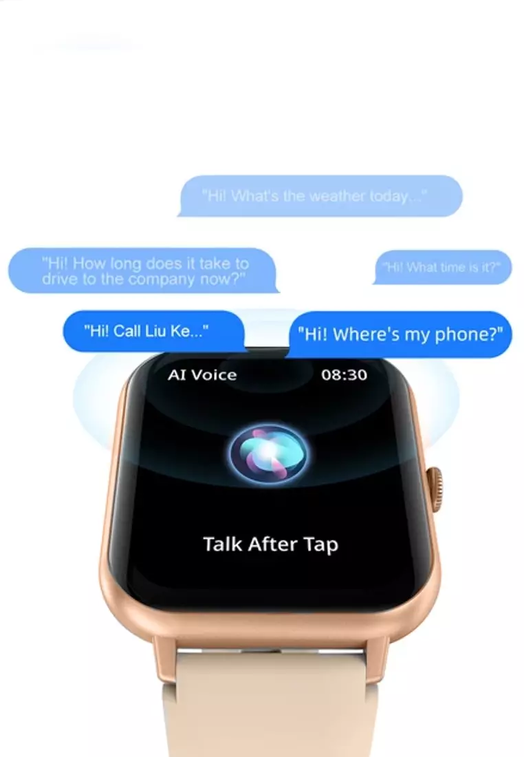 Zalora Special offer - IOS/Android Black SmartWatch with 2 Rubber Straps (Leopard/Ivory)