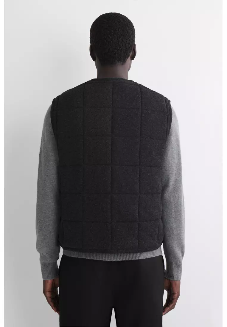 PADDED QUILTED KNITTED MERINO WOOL GILET