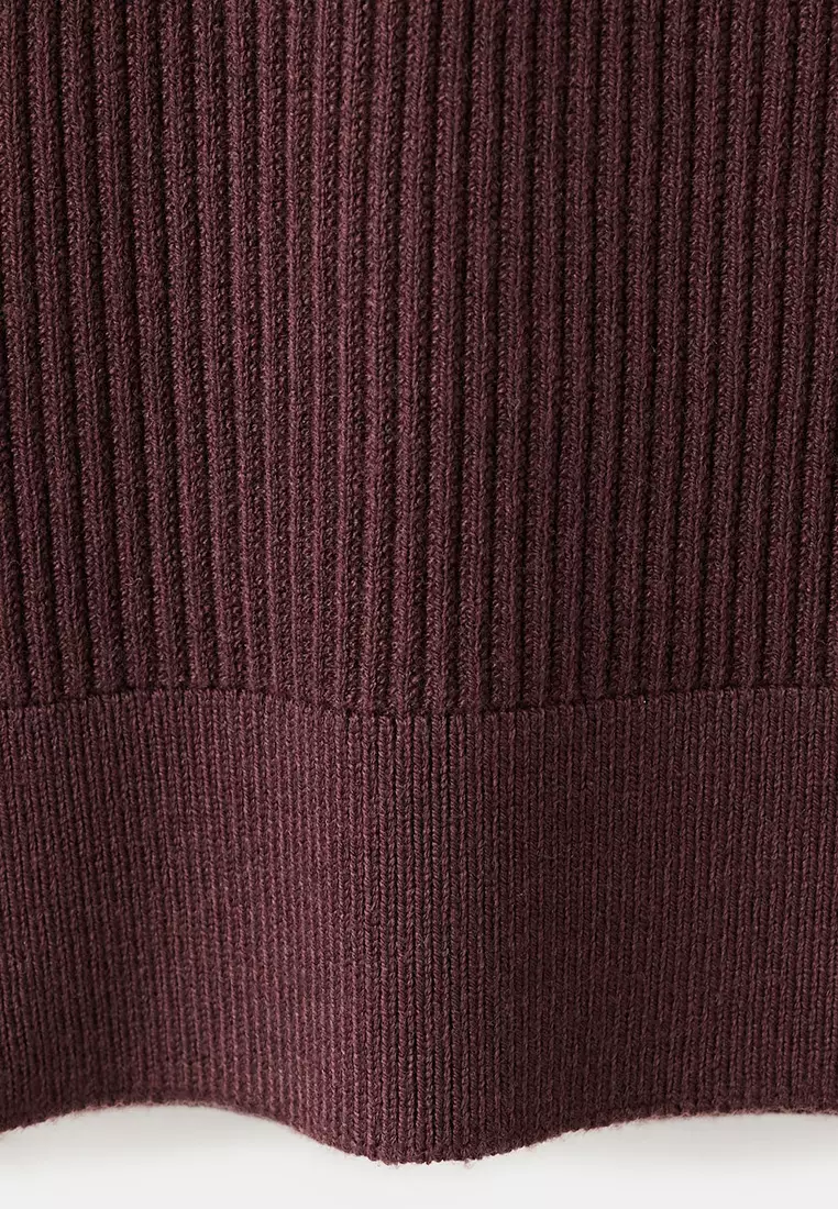 Cotton-Blend Ribbed Polo Sweater