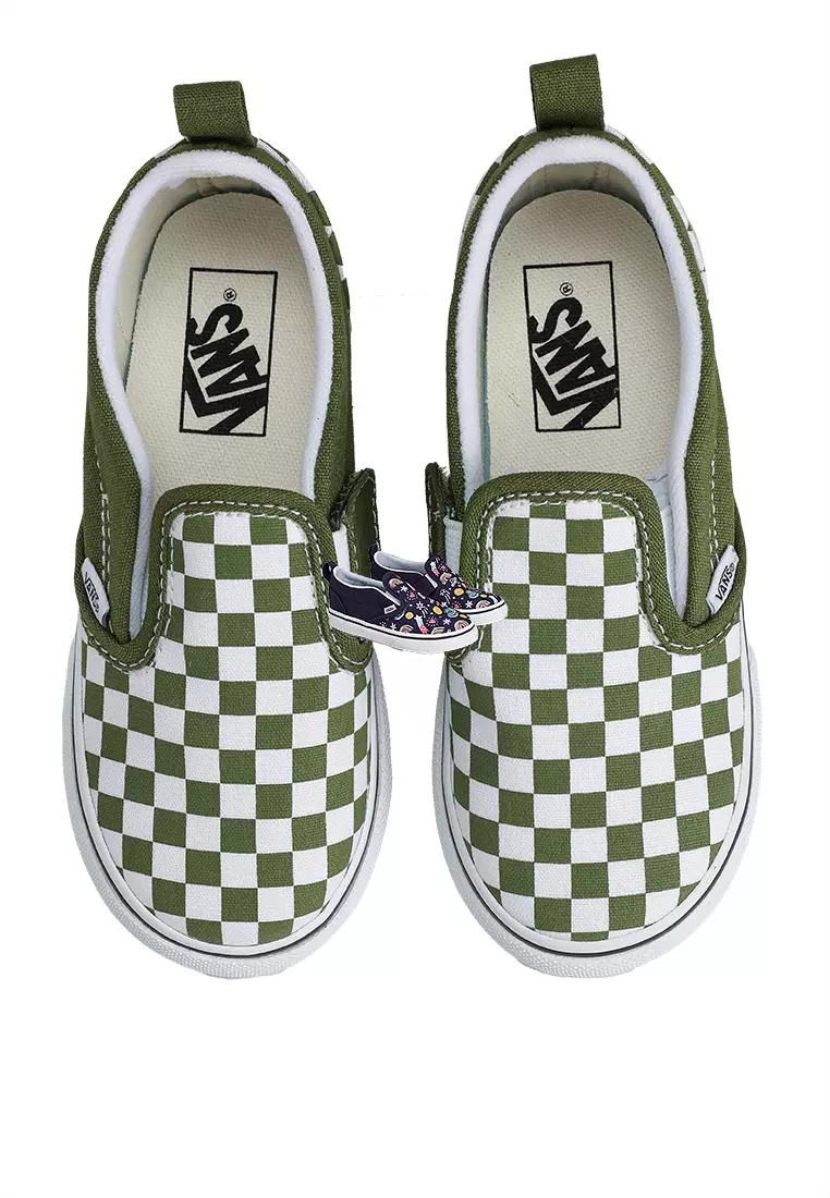 Checkerboard Slip Vans Kids Green Buy VANS Color Theory Classic
