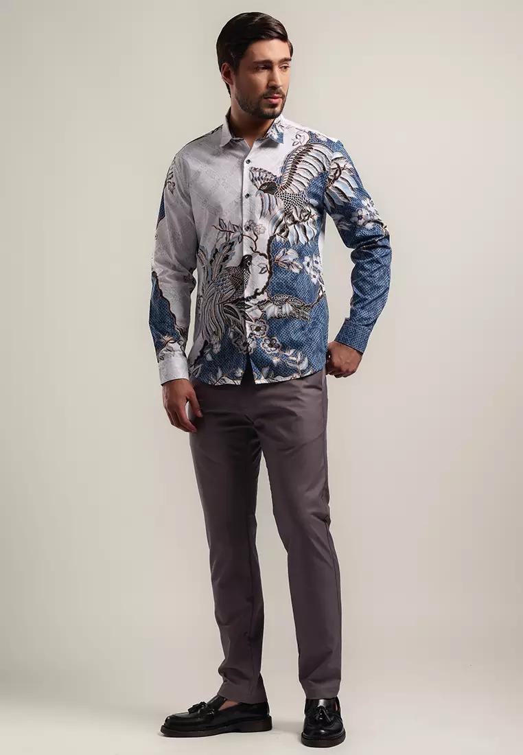 MOC - Kemeja Batik Pria Lengan Panjang Nurras - Blue