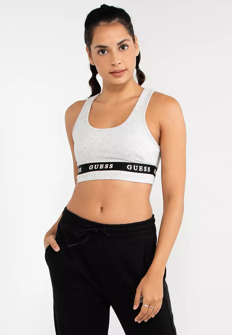 GUESS Angelica Impact Padded Sports Bra White/Black Size XL