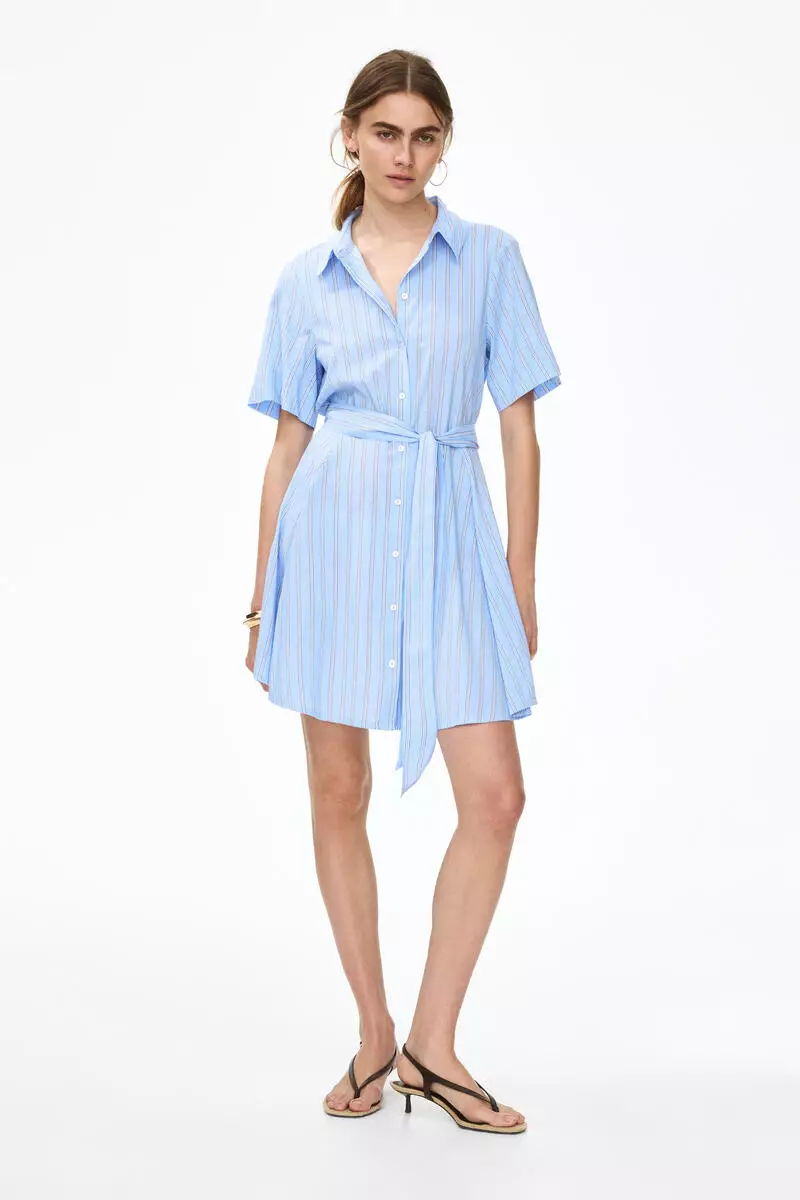 Tie-belt shirt dress