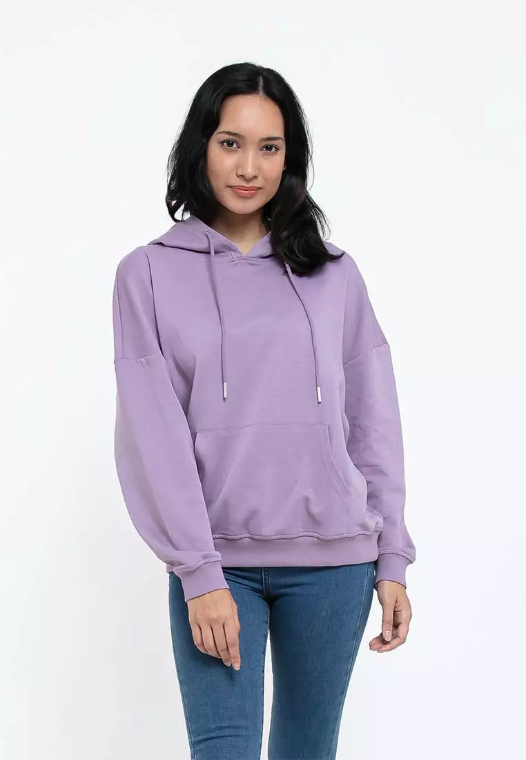 Forest Ladies Oversized 250GSM Premium Weight Cotton Loose Fit Oversized Hoodie Women Sweatshirt Jacket - 822194-76SmokePurple