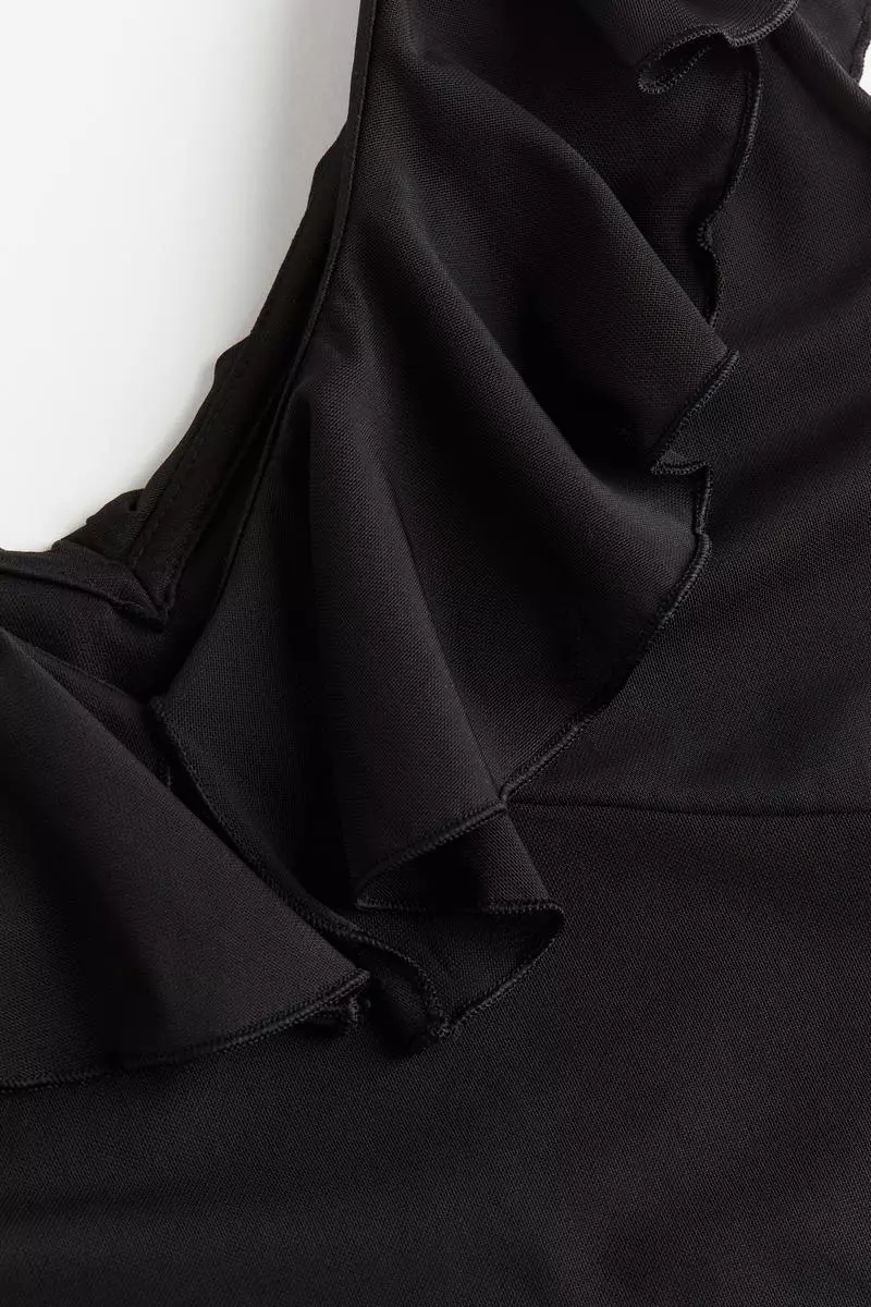 Flounce-trimmed mesh dress