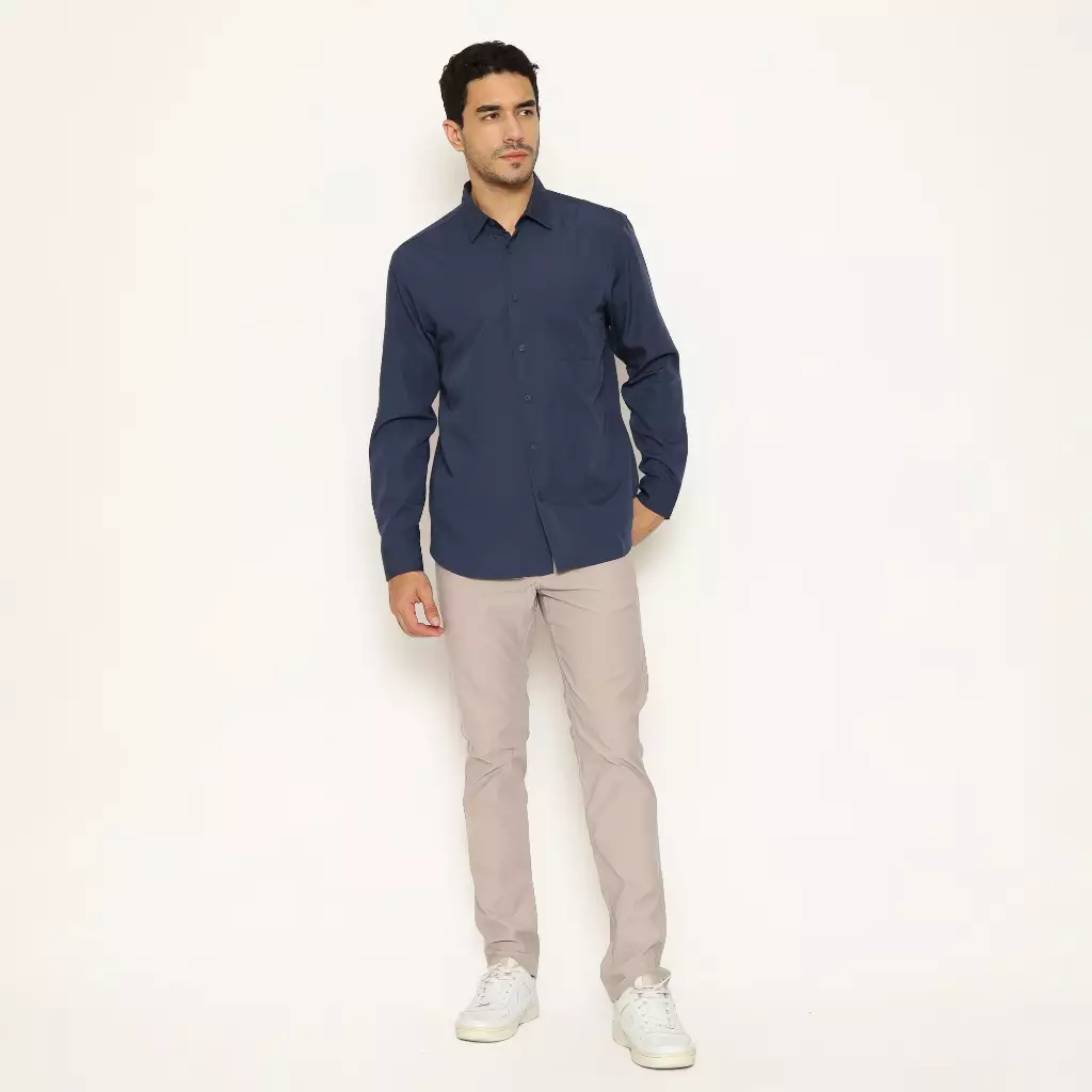 AMK Kemeja Basic Pria Lengan Panjang SHS GINJIRO L/S Navy Blue