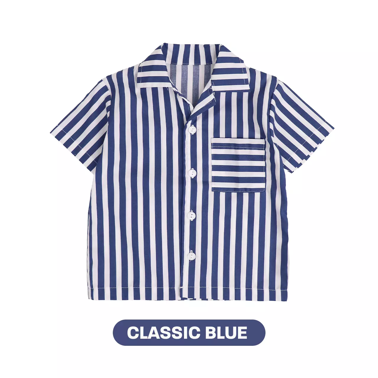Mooi Kemeja Anak Laki-laki Kemeja Katun Motif Arka Striped Shirt - Classic Blue
