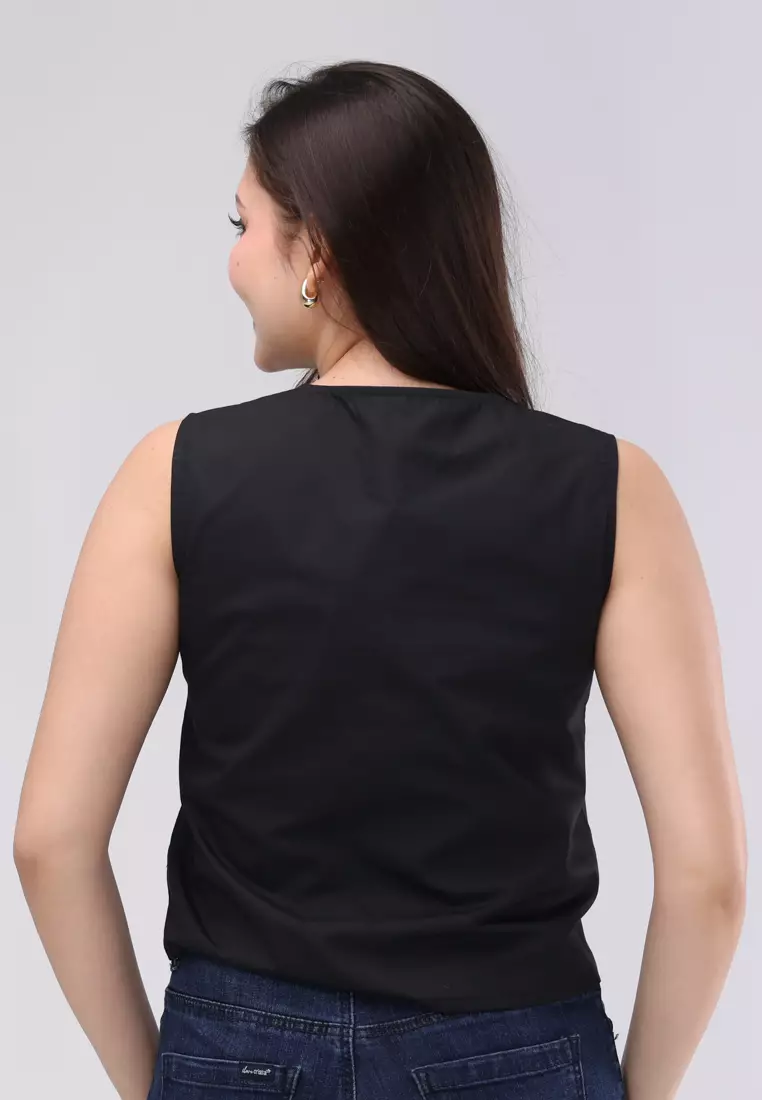 Cotton Poplin Woven Sleeveless Blouse