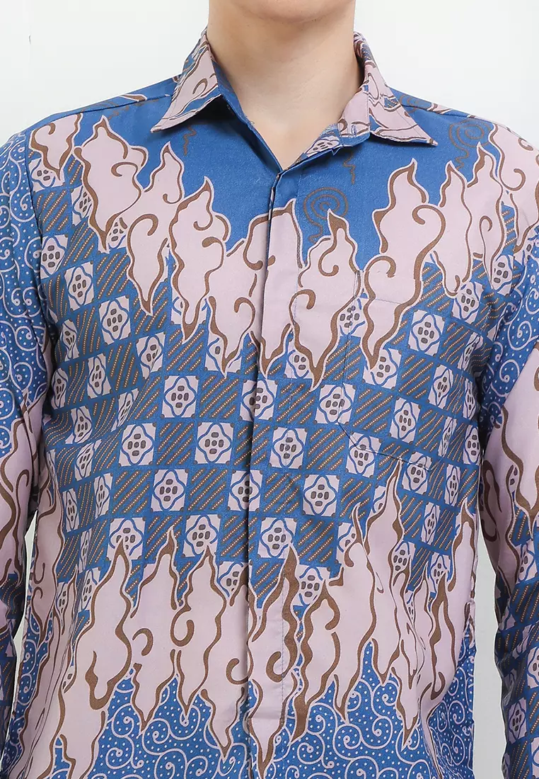 Saroja Kemeja Batik Exclusive Premium Pria Casual Modern Lengan Panjang