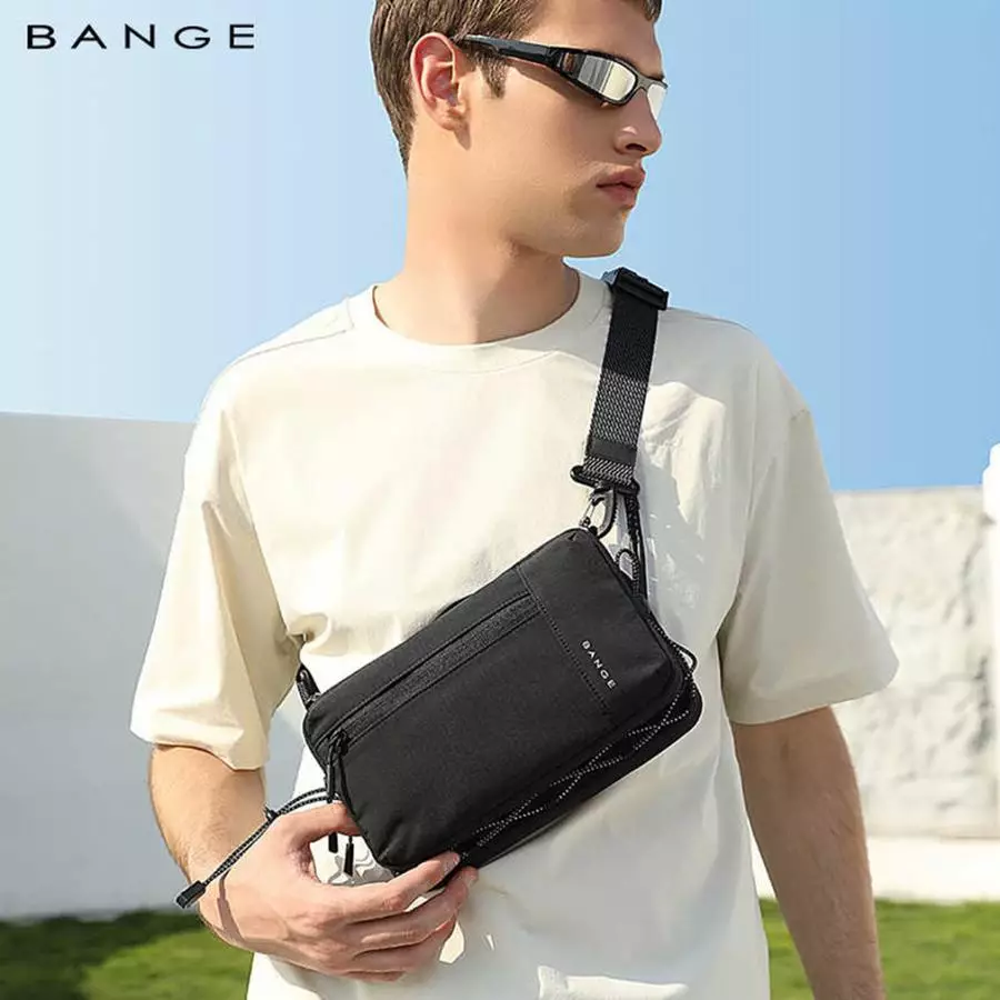 BANGE BG8089 Tas Selempang Pria Crossbody Sling Chest Waist Bag Ringan Cowok - BLACK
