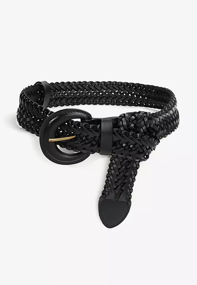 Black woven belt best sale