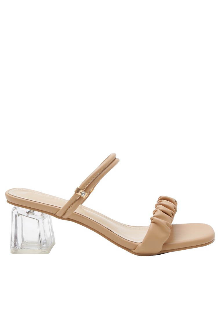 Pleated Strap Crystal Heel Sandals YLT-Y2