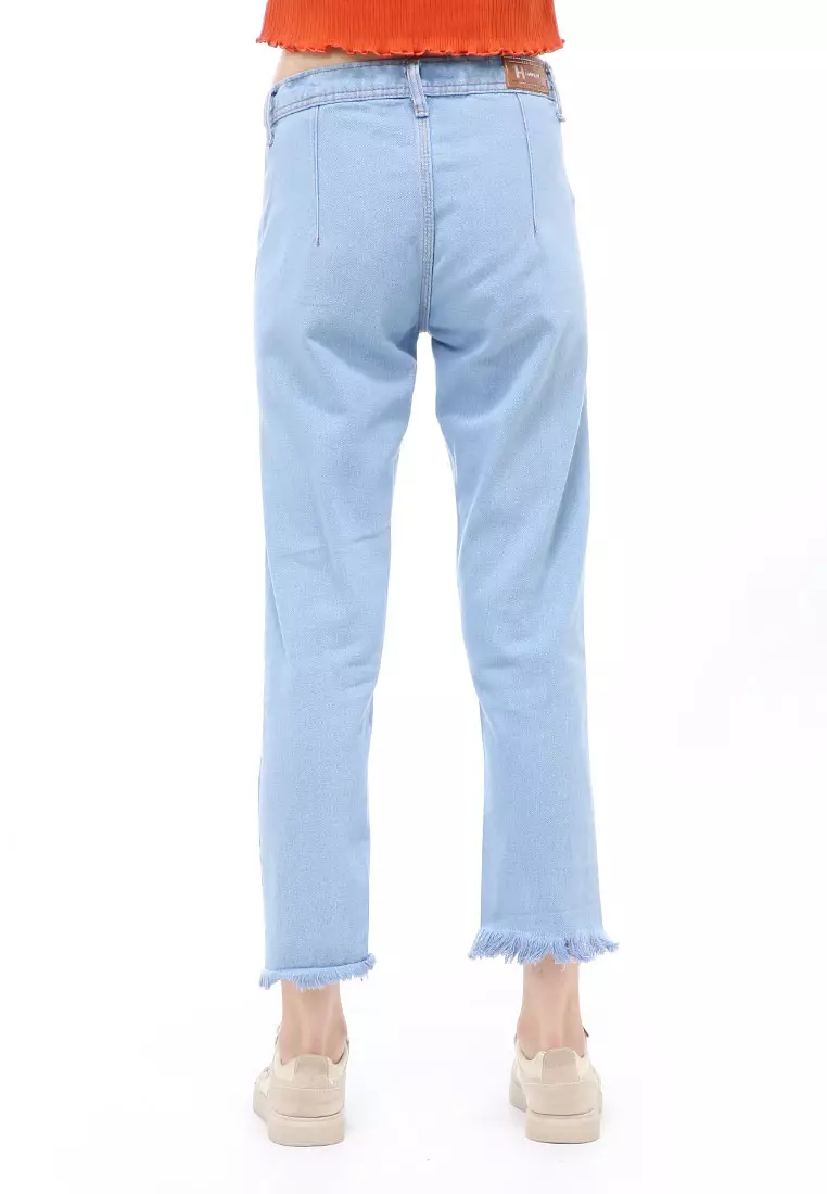 Jourel Celana Panjang Wanita Skinny Jeans Pocket Rawis Stylish Material Denim ORIGINAL - Ice Blue