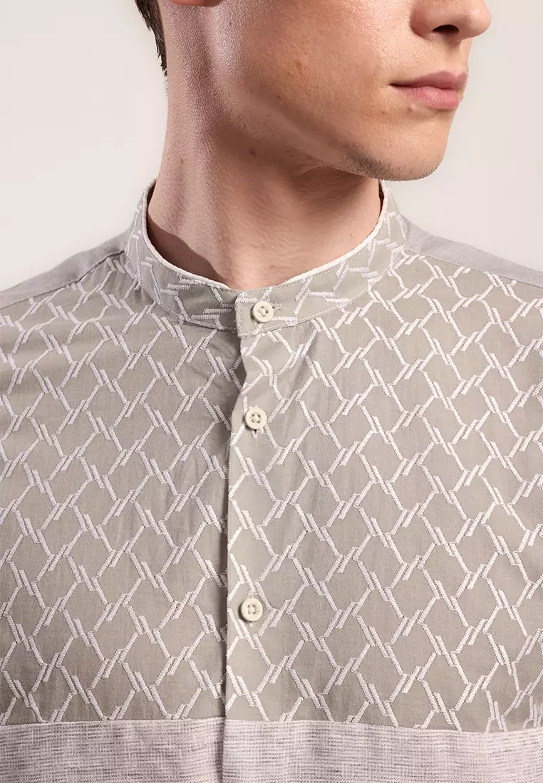 MOC Kemeja Koko Lengan Panjang Pria TIDORE - GREY