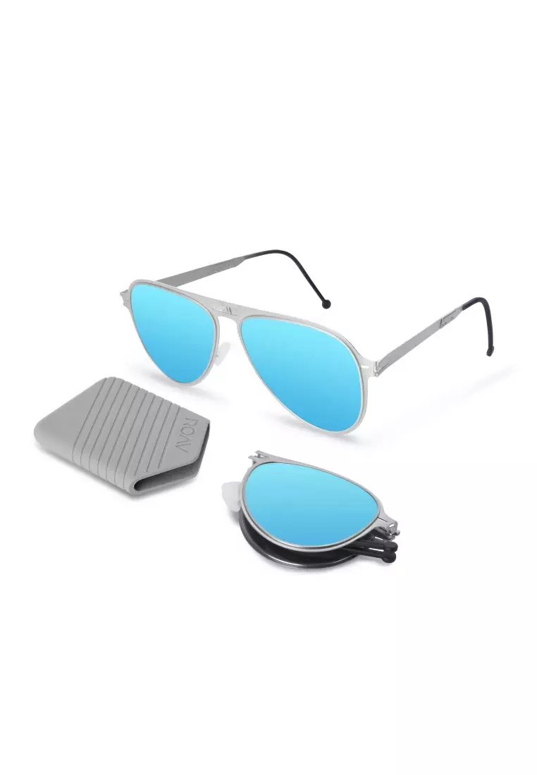 ROAV超輕極薄摺疊式太陽眼鏡 ATLAS 8101 Brush Silver / Blue Mirror  11.63