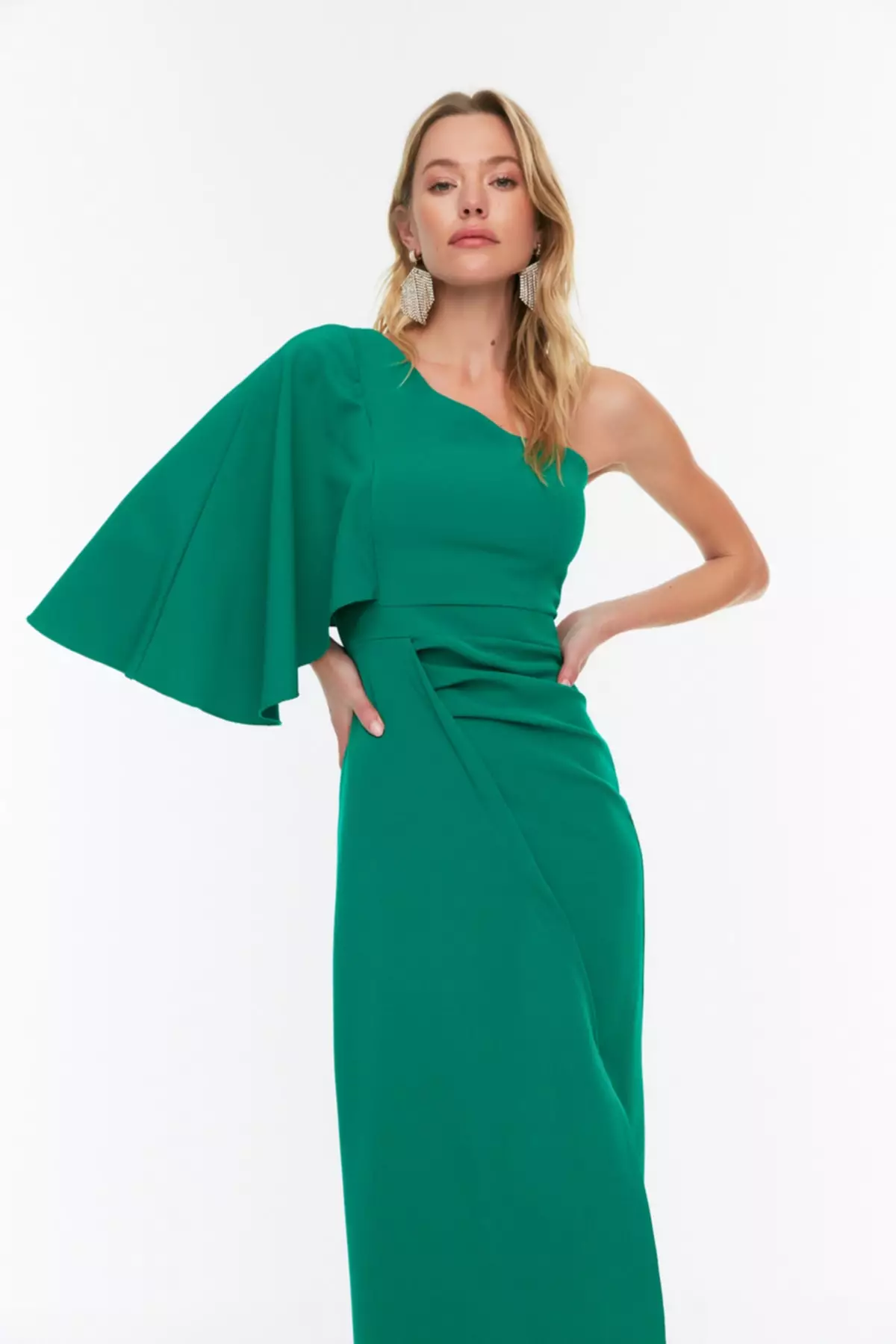 Pleat Detailed Evening Dress