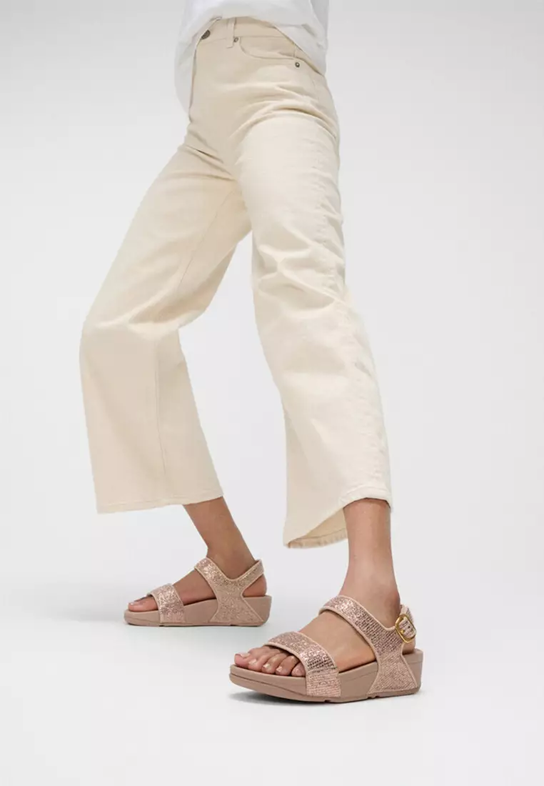 Lulu Crinkled-shimmer Back-strap Sandals