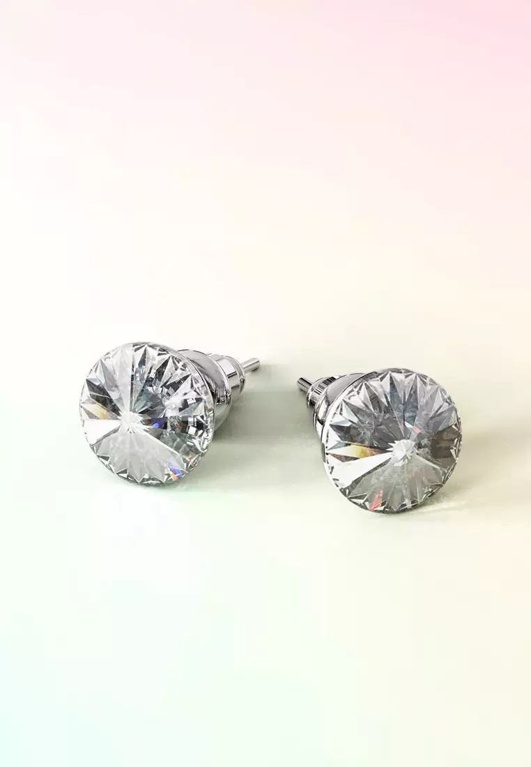 Apex Krystal Studs Embellished with SWAROVSKI® crystals-White Gold/Clear