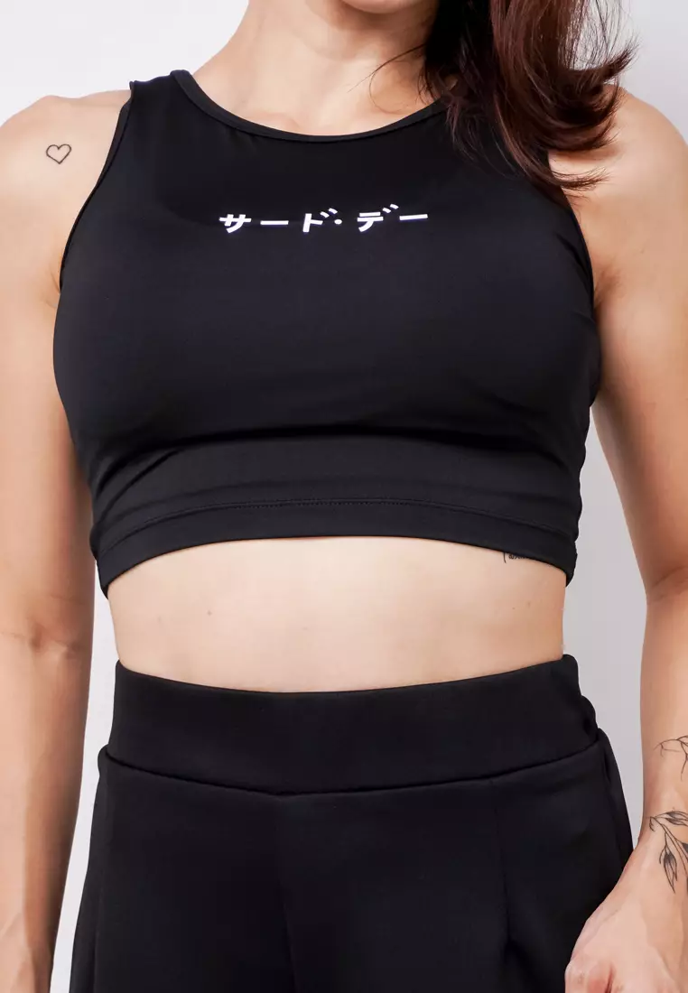 LTE22 TDLA CRTK Crop Tanktop Casual Wanita Katakana Black