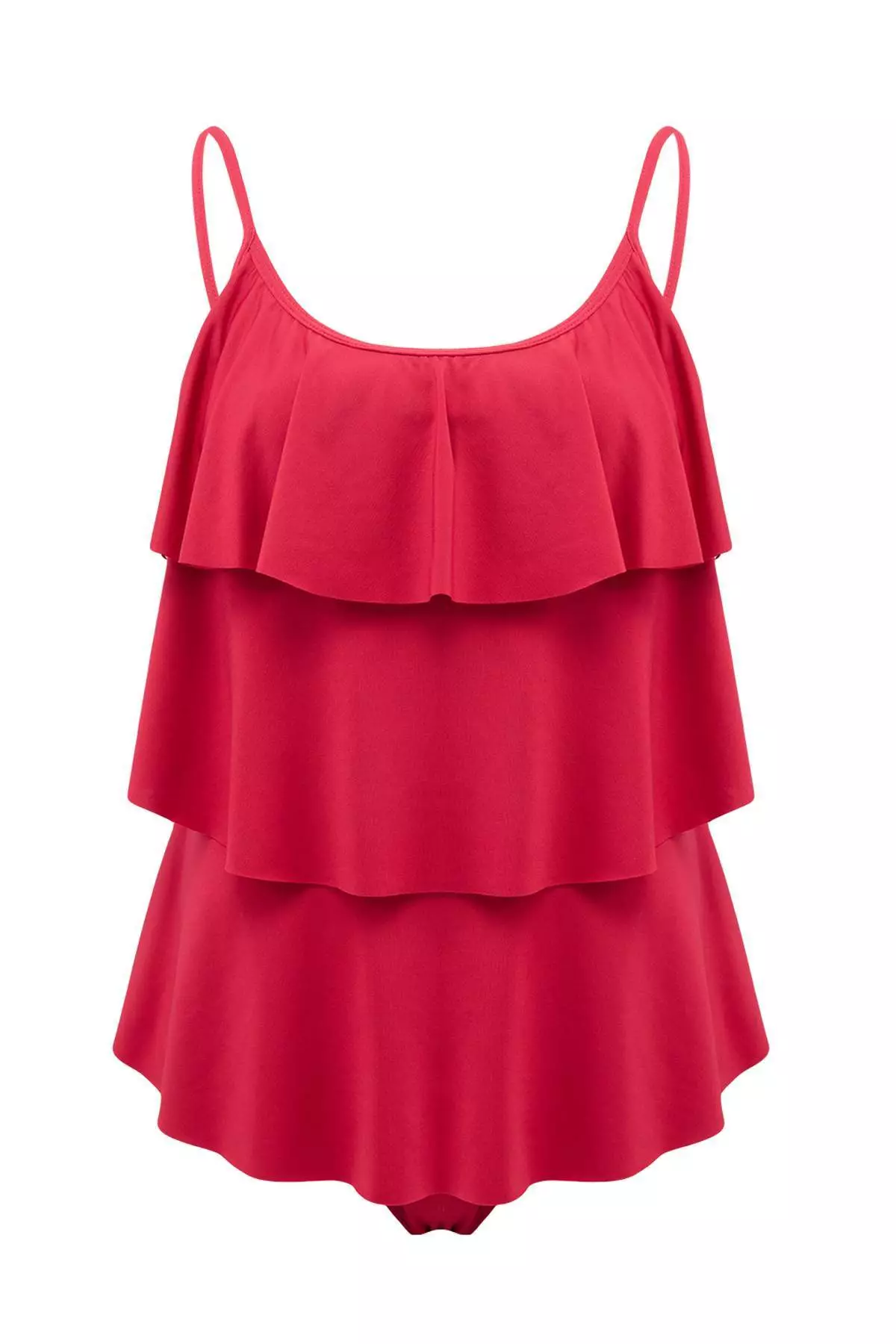 Burgundy Flounce Tankini Bikini Set Tbess25Ma87
