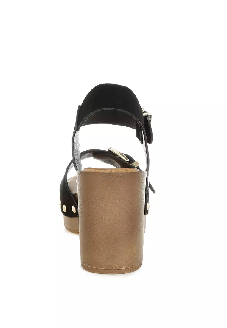 Sandal Bakiak Kulit Suede Asli Warna Hitam