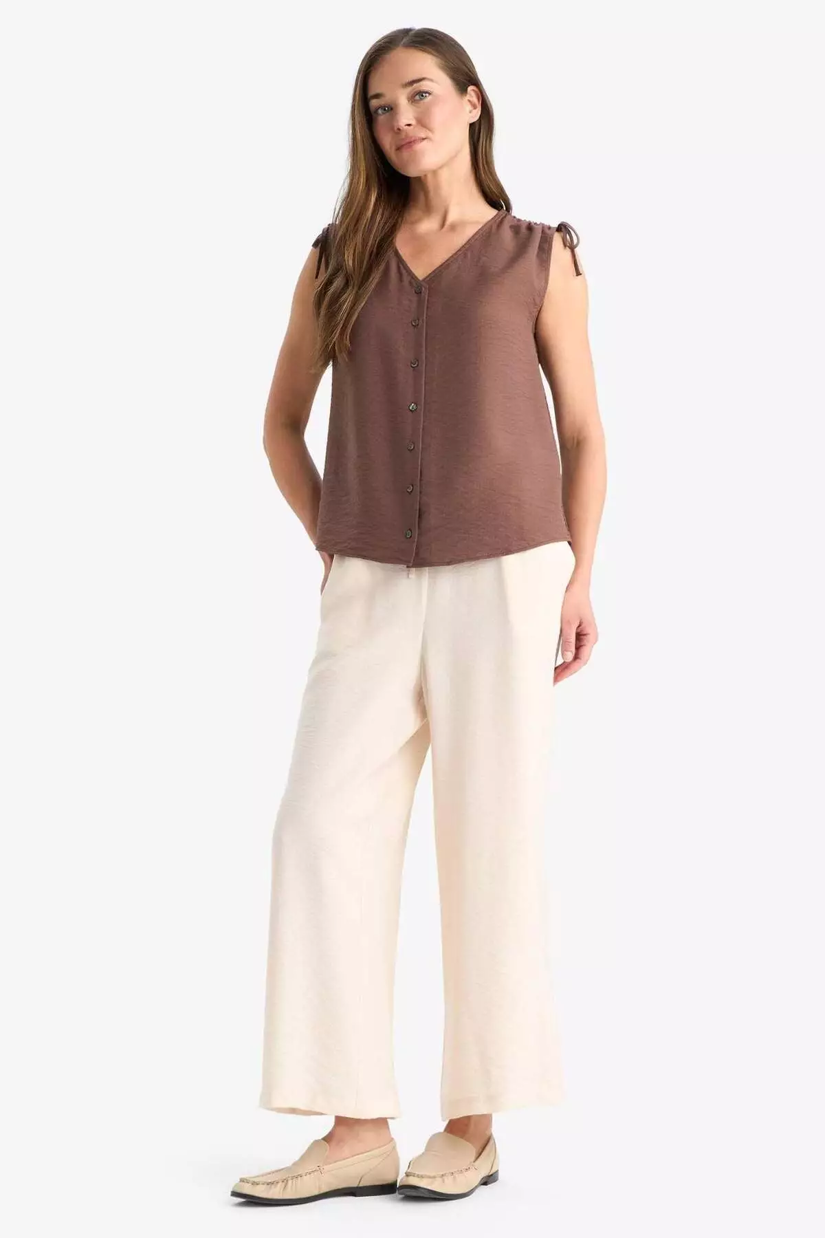 Regular Fit Pocket Detailed Wide Leg Trousers F0988Ax25Sm