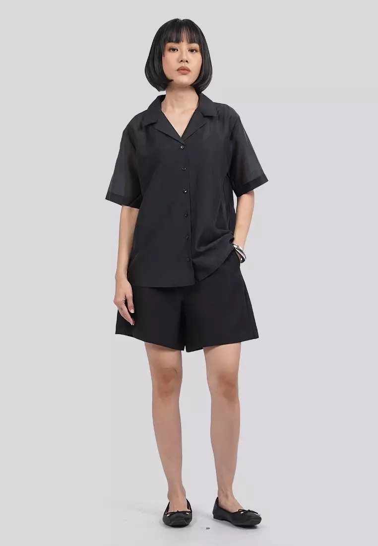 Short Sleeve Sheer Blouse