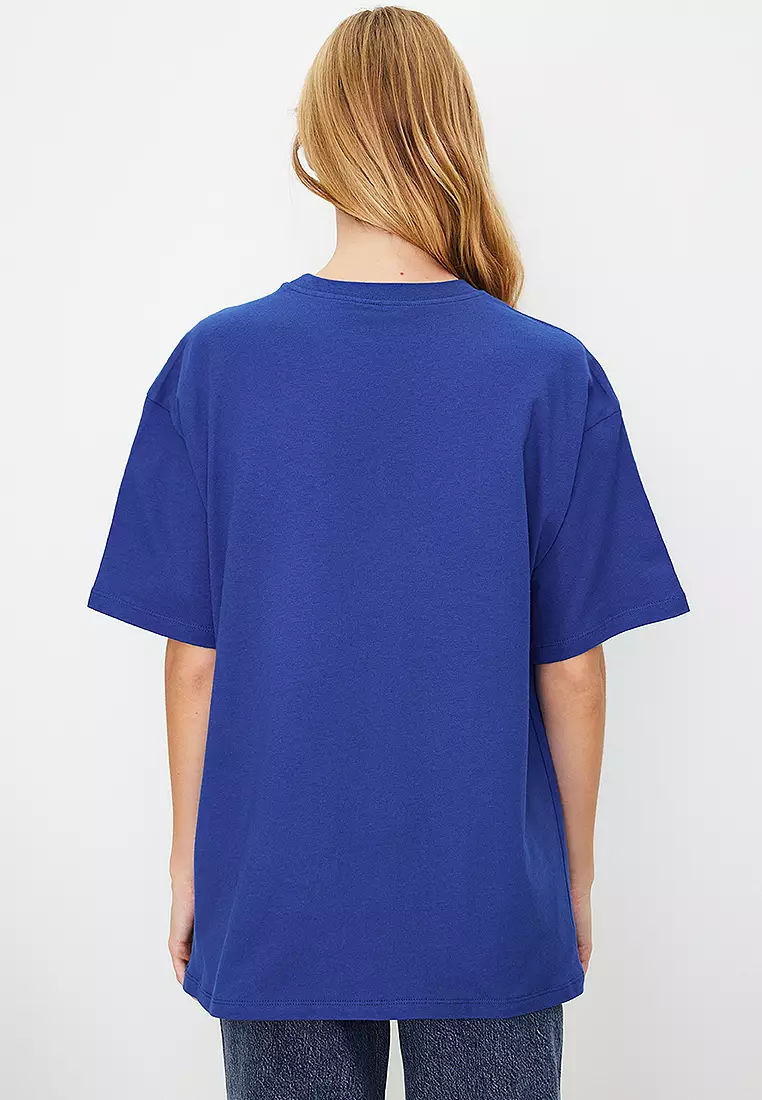 Oversized/Wide Pattern Crew Neck T-Shirt