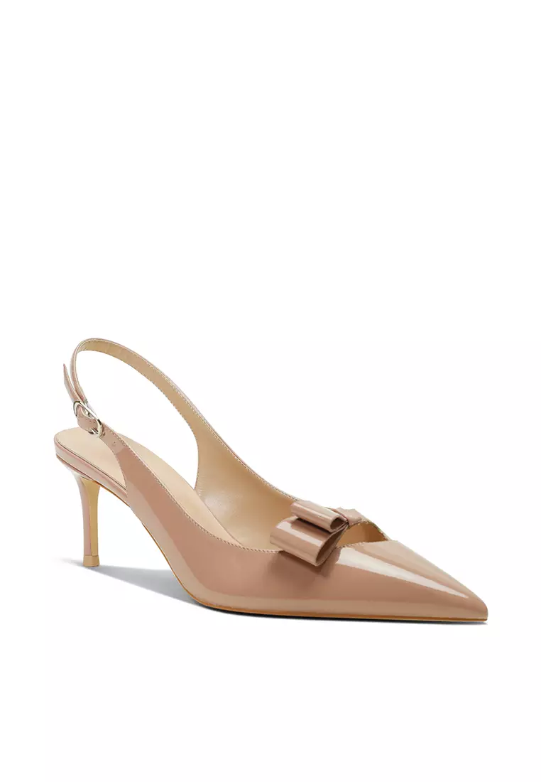 6CM Bow Knot Pointed Slingback Mid Heels HZL287