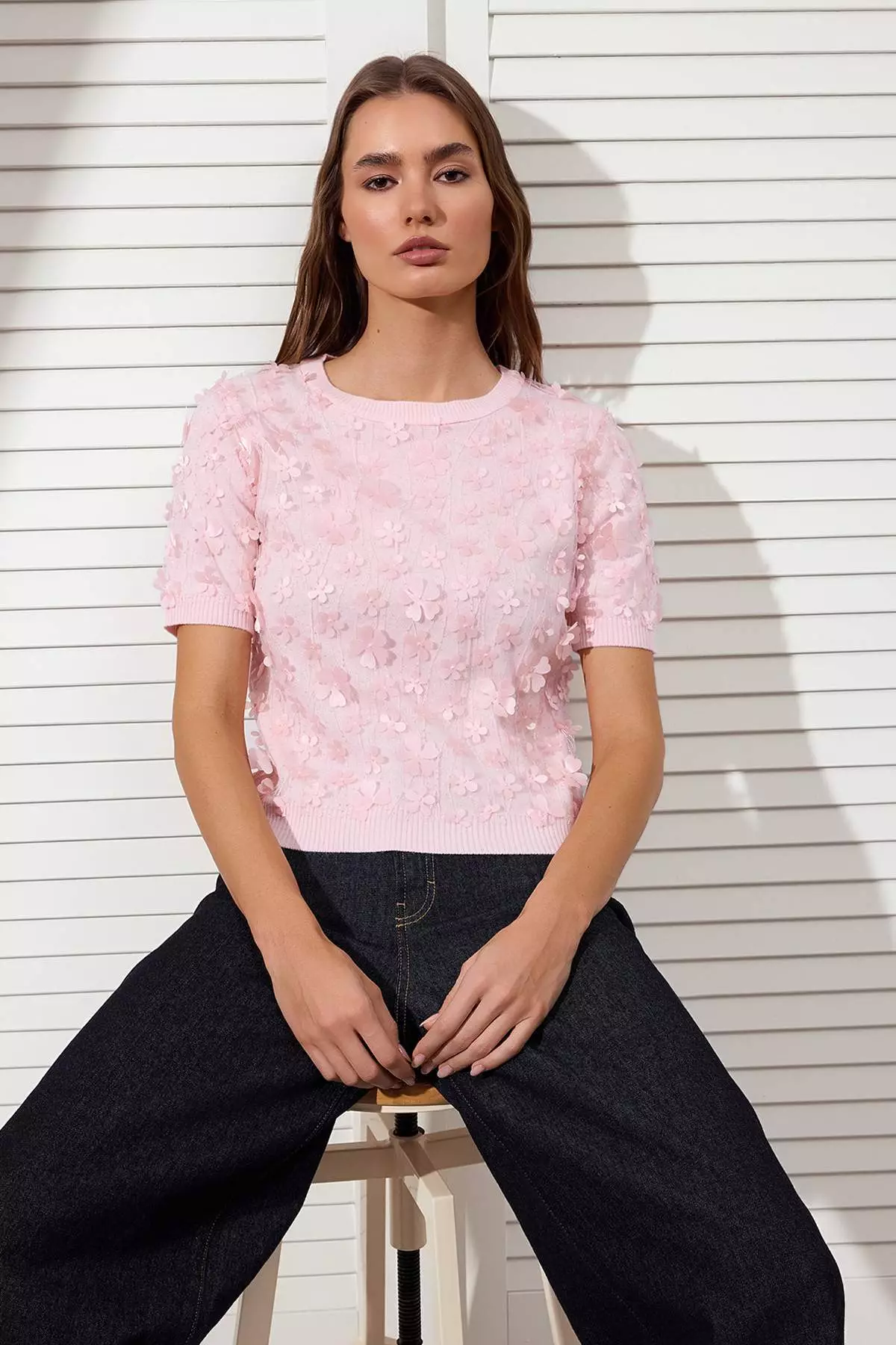 Buy Trendyol Pink Three-Dimensional Flower Detailed And Tulle