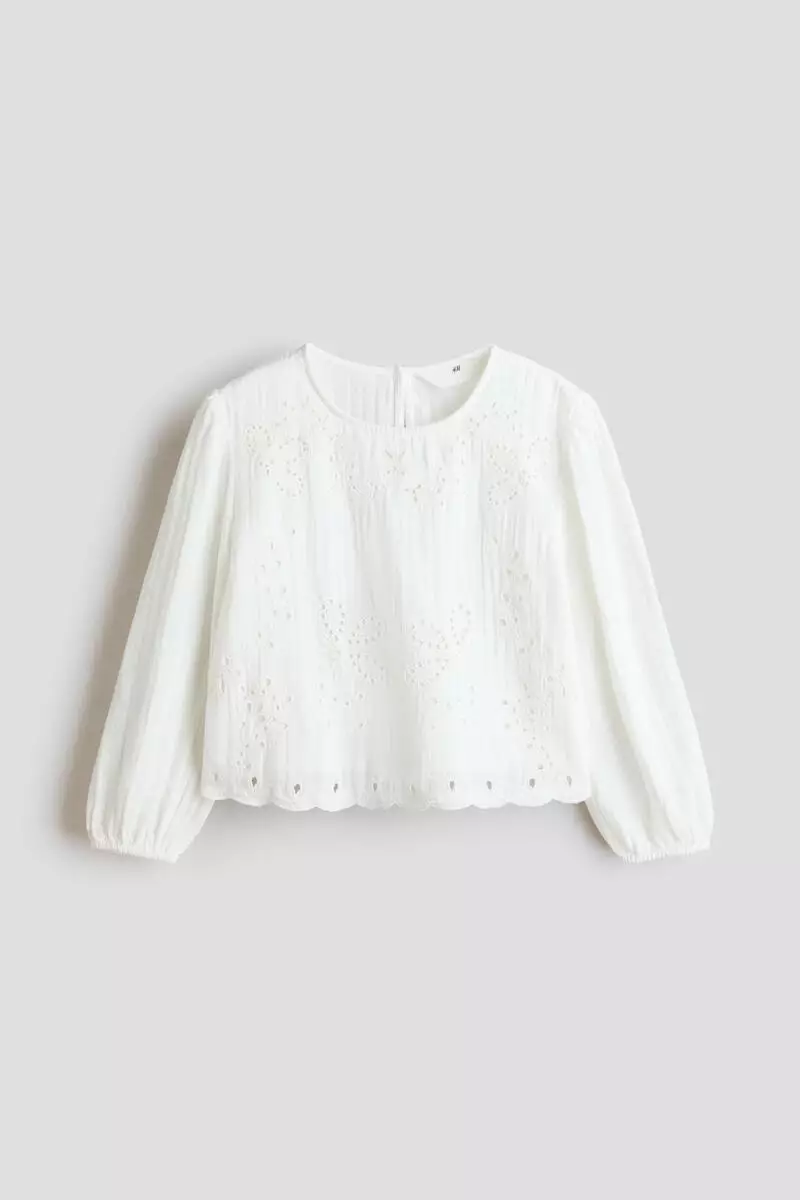 Broderie anglaise muslin blouse