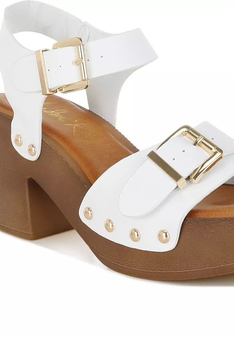 Sandal Bakiak Kulit Asli Warna Putih