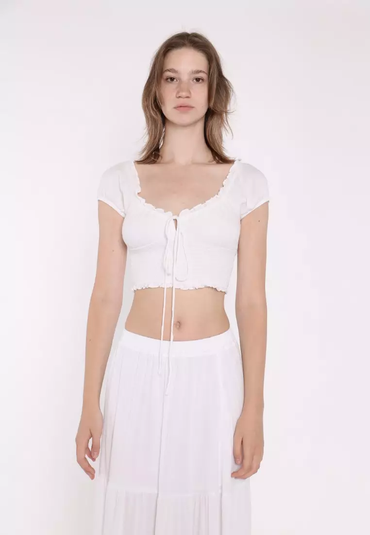 White Smocked Milkmaid Top