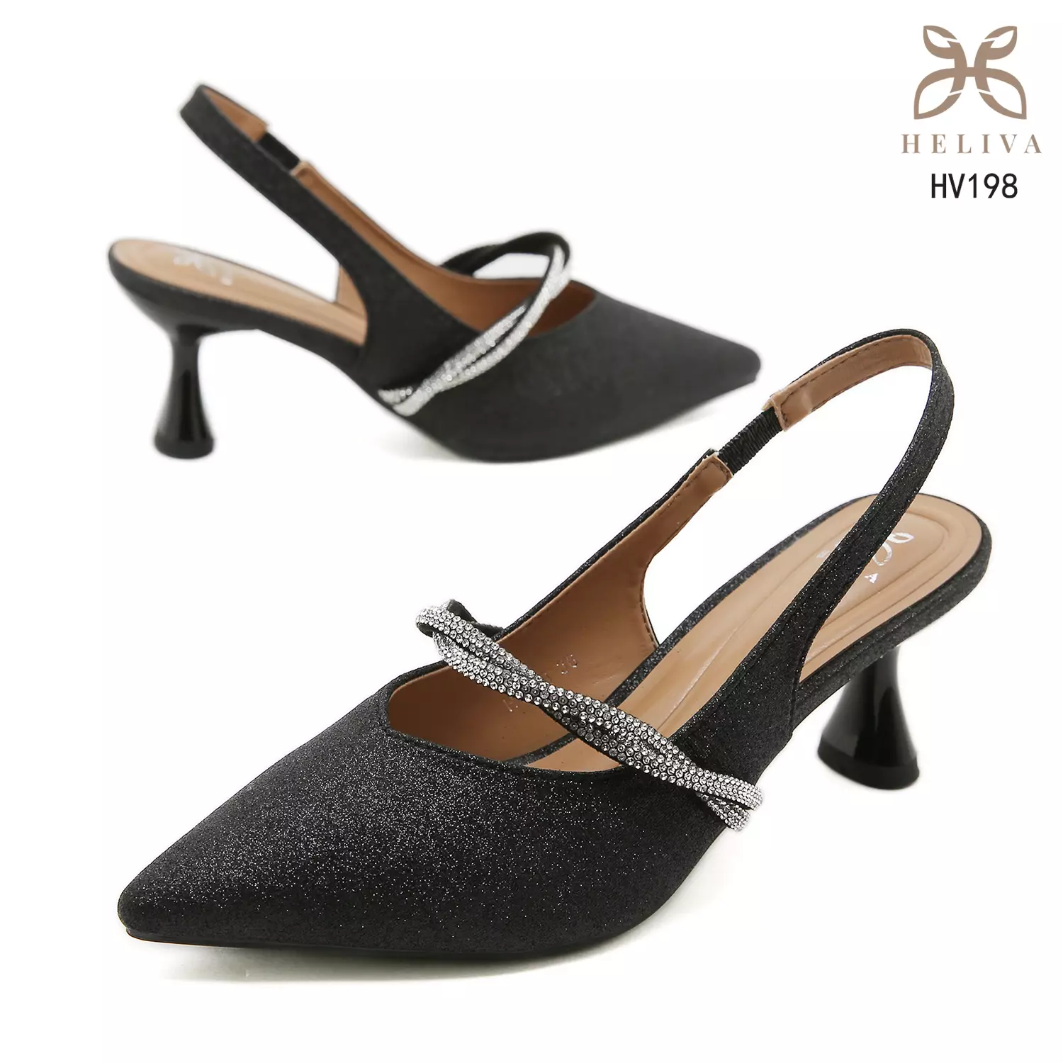 HELIVA CELESTINE Heels Slingback Glitter Stylish HV198