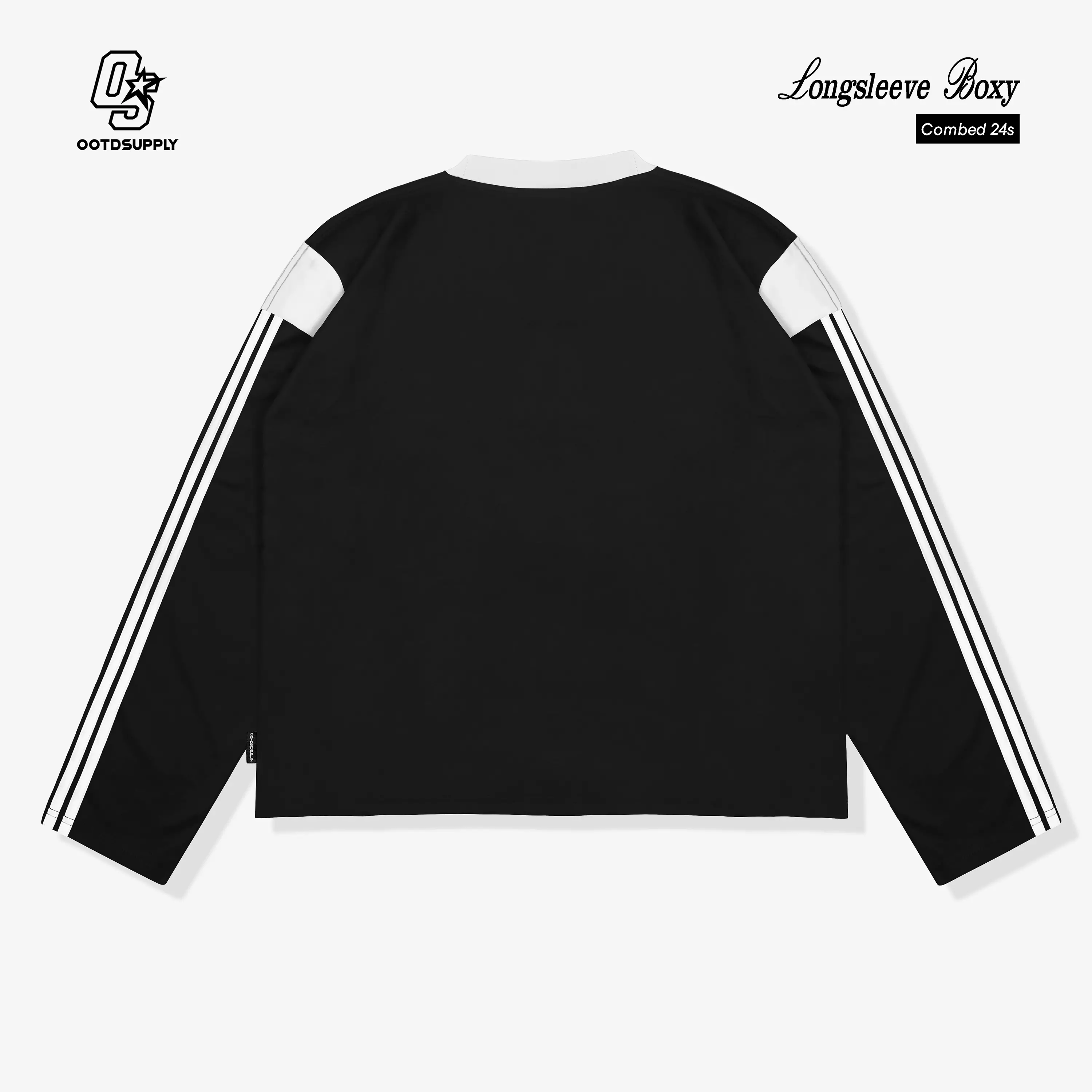 OOTDSUPPLY Longsleeve Boxy Slava Force Ten Black l Atasan Boxy Panjang Unisex | Kaos Lengan Panjang Pria dan Wanita | LS-BX-SLA003