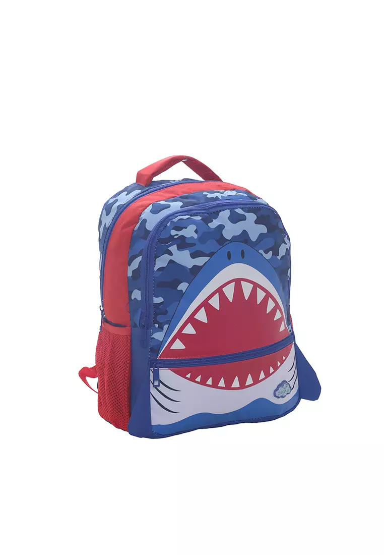 Tas Ransel Anak Motif Shark Ikan Hiu Medium Biru 35x30 cm