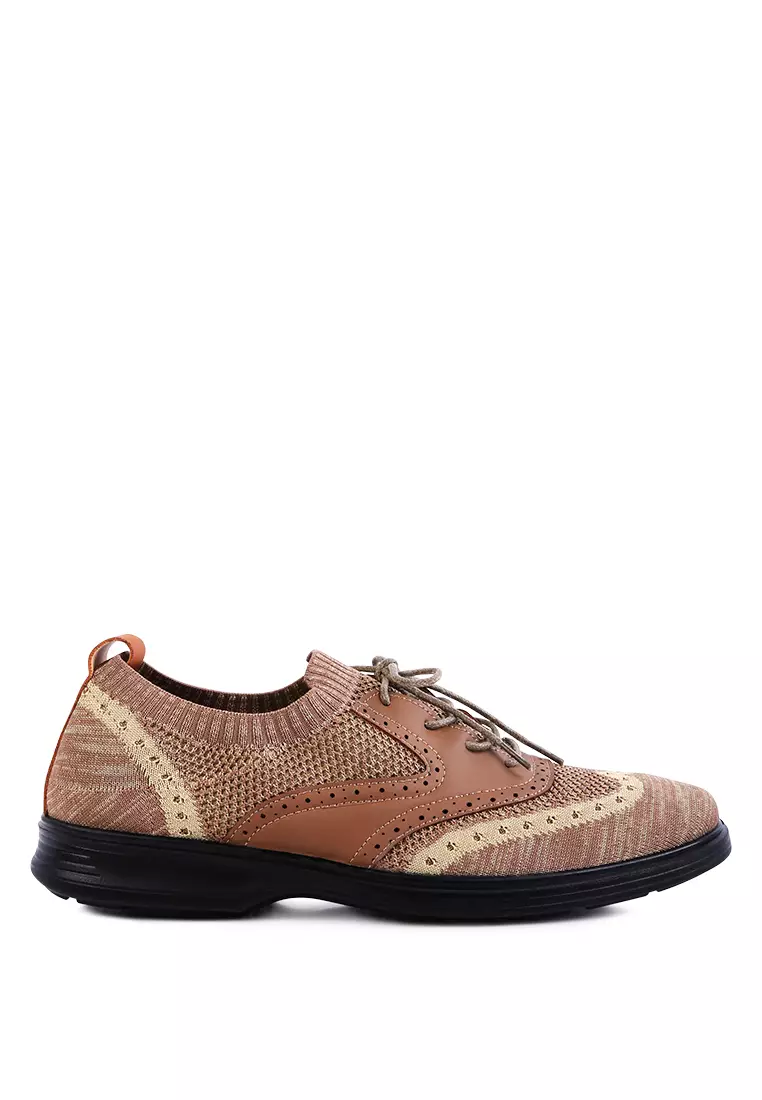 Discount on London Rag  shoes - SKU: Brown Casual Knitted Brogue Sneakers