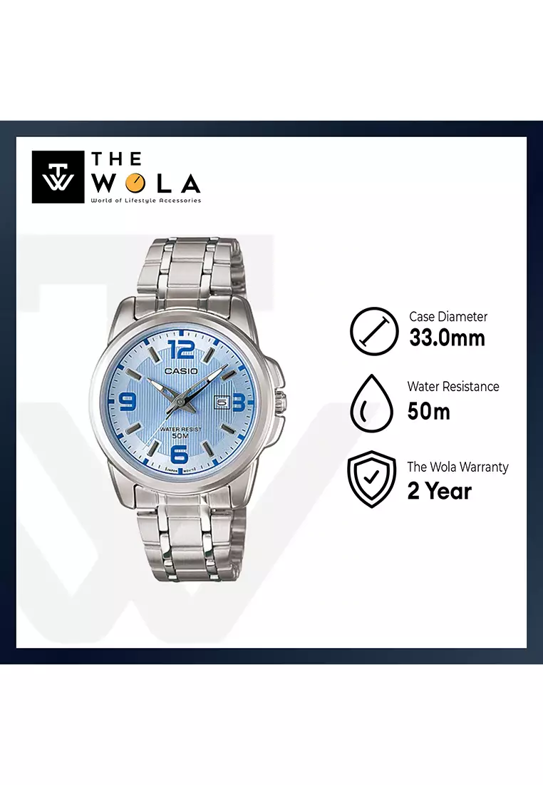 Women's Analog Watch LTP-1314D-2A Blue Dial with Stainless Steel Band Ladies Watch