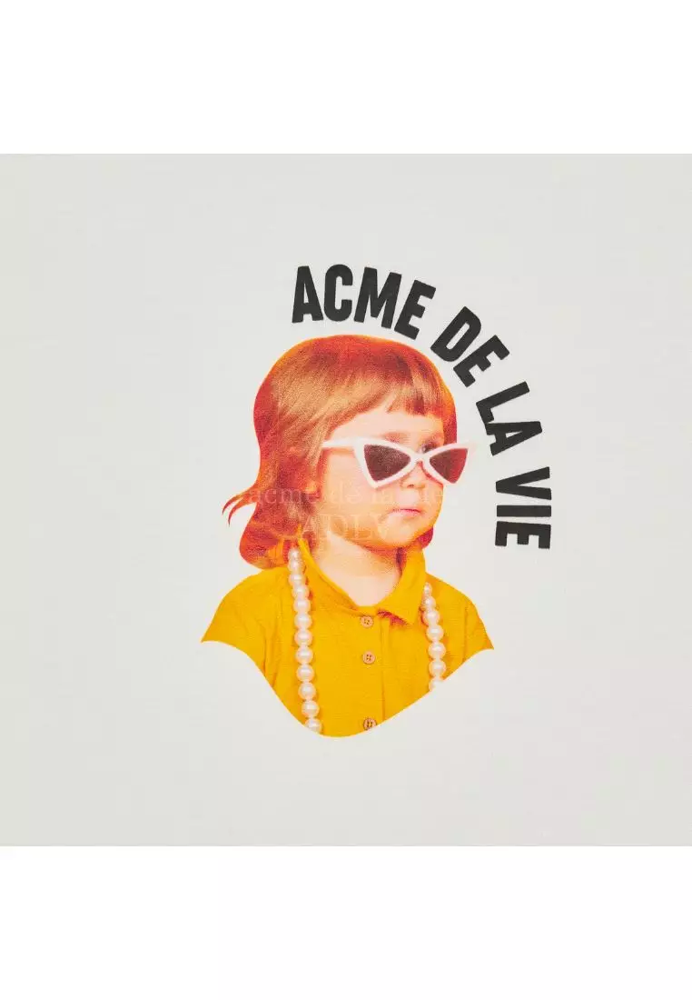 Mini Baby Face Yellow Shirt Short Sleeve T-Shirt Cream