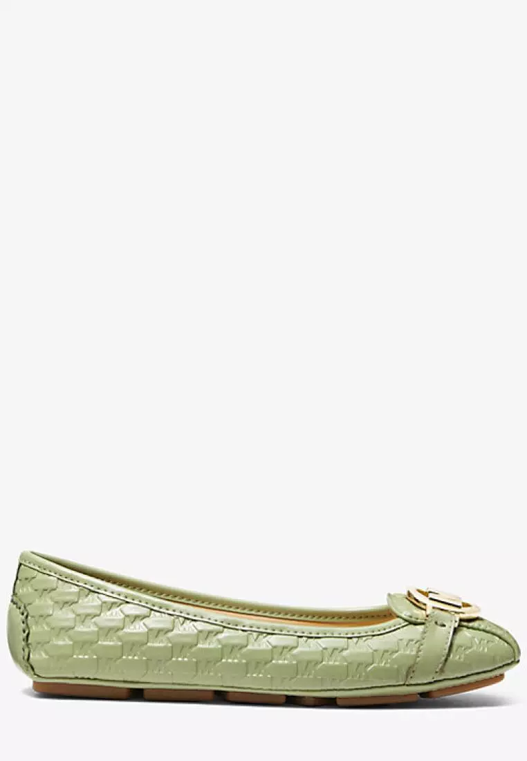 Jual Michael Kors Michael Kors Fulton Logo Embossed Faux Leather Moccasin Light Sage Original