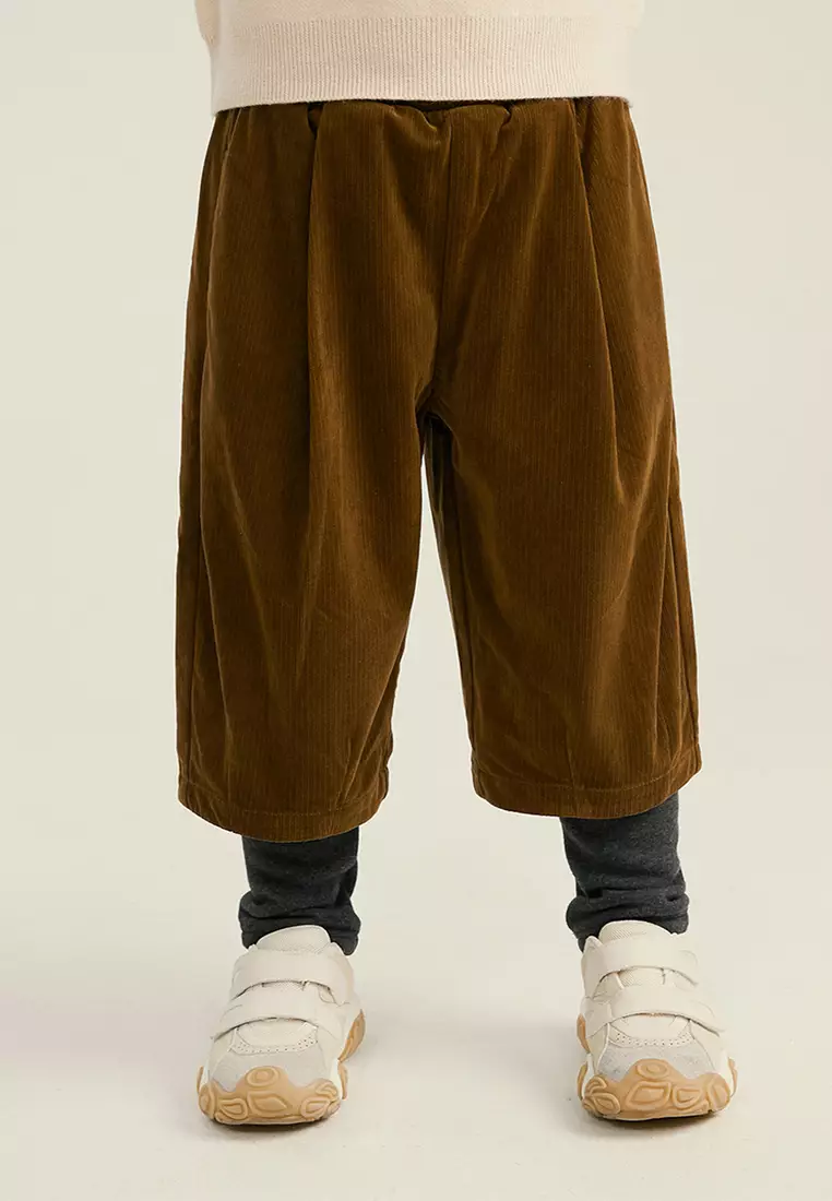 Loose Fit Corduroy Mid-Calf Trousers