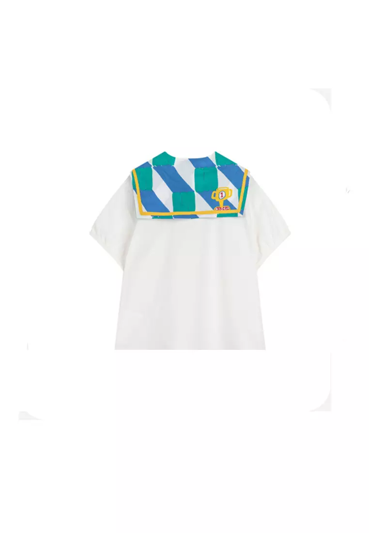 Navy Collar Plaid Vintage T-Shirt