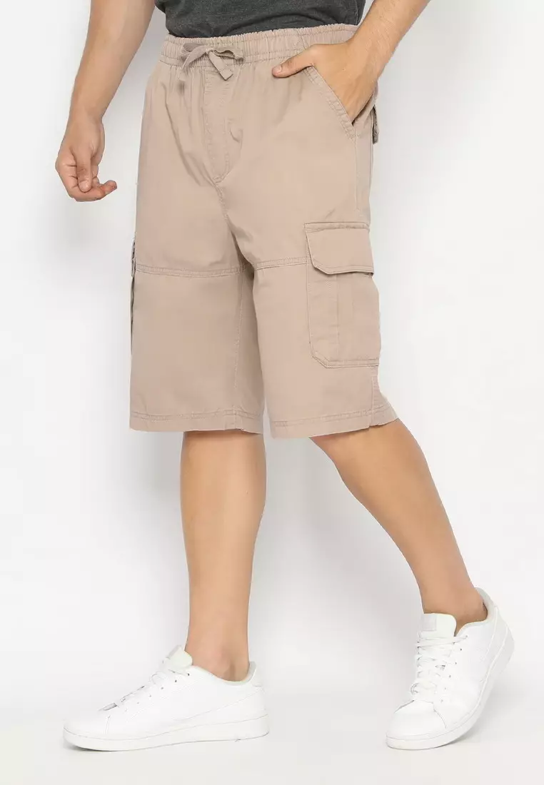 RBJ Celana Pendek Karet Cargo Cotton Coklat Pria